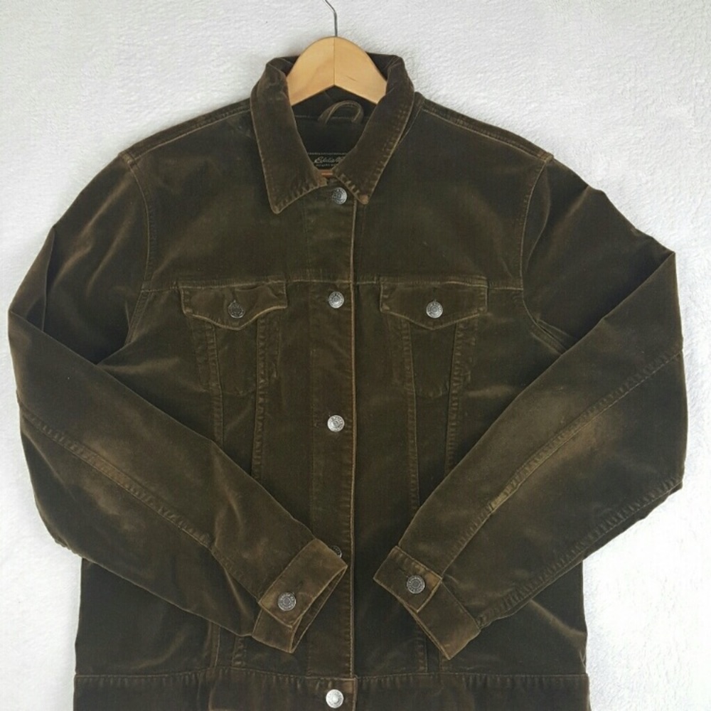 Eddie Bauer Olive Green Velvet Jacket Large Tall